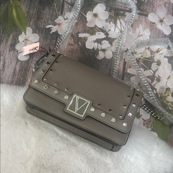 VICTORIA'S SECRET The Victoria Micro Crossbody Bag Beige Silver Studs - Picture 2 of 5